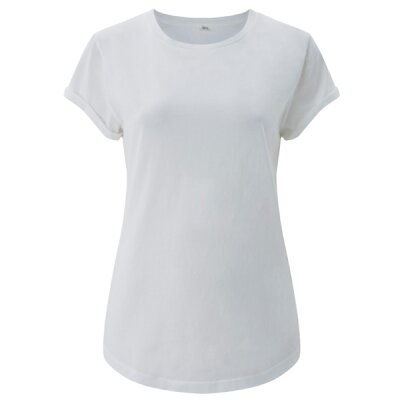 Earth Positive - EP16 - Organic Womens Rolled Up Sleeve - stone washed white L