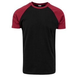Urban Classics - TB639 Raglan Contrast T-Shirt - black/burgundy 3XL