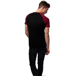 Urban Classics - TB639 Raglan Contrast T-Shirt - black/burgundy 4XL