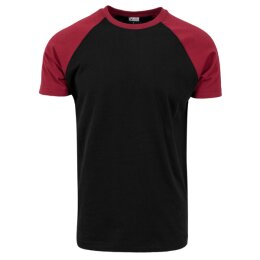 Urban Classics - TB639 Raglan Contrast T-Shirt - black/burgundy 4XL
