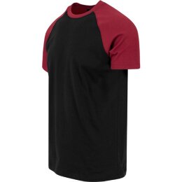 Urban Classics - TB639 Raglan Contrast T-Shirt - black/burgundy 5XL