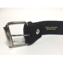 Nietengürtel - Gürtel mit silbernen Spitznieten - 2-Reihig - B003 - Echtleder - black M