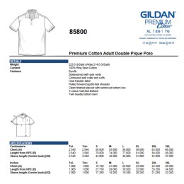 Gildan - 85800 Premium Cotton Double Piqué Polo Shirt - black