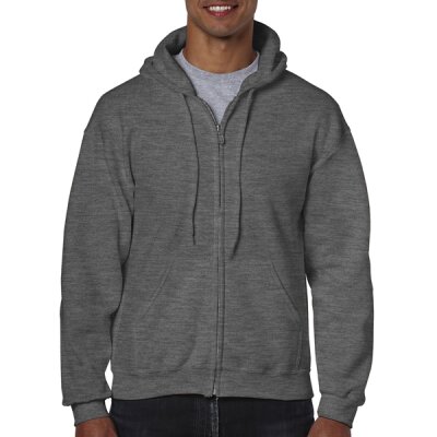 Gildan - 18600 Unisex Heavy Blend Zip Hooded Sweatshirt - dark heather grey