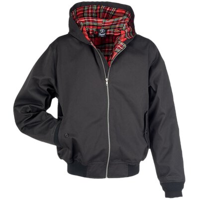 Harrington-Style Jacke hooded - schwarz
