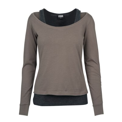 Urban Classics - TB1823 Ladies Two-Colored Longsleeve - army green/charcoal