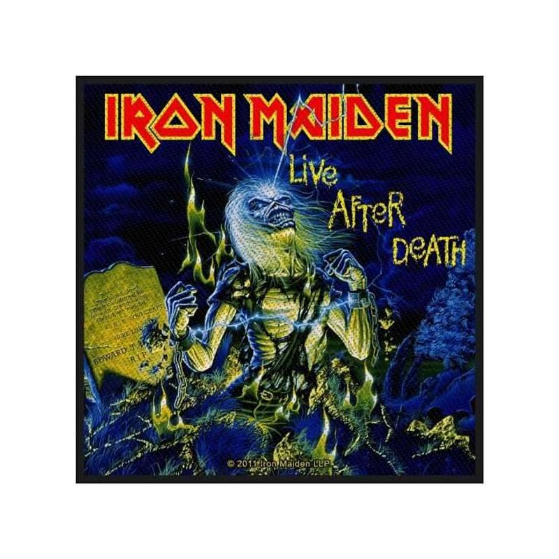 10Cm X Générique Iron Maiden Patch Live After Death Logo Officiel Nouveau Noir Woven