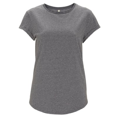 Continental/ Earthpositive - EP16 - Organic Womens Rolled Up Sleeve - black marl/ dark heather stripe