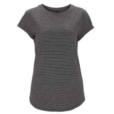 Earth Positive - EP16 - Organic Womens Rolled Up Sleeve - white/ black stripes