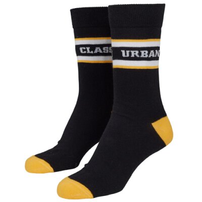 Urban Classics - TB2156 - Logo Stripe Sport Socks - 2 Pack - black/white/yellow