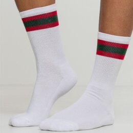 Urban Classics - TB2159 - Stripy Sport Socks - 2 Pack - white/firered/green
