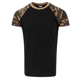 Urban Classics - TB639 Raglan Contrast T-Shirt - black/woodcamo