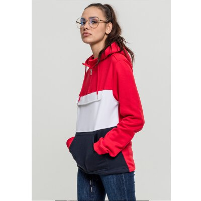 Urban Classics - TB1988 - Ladies Color Block Sweat Pull Over Hoodie - firered/navy/white