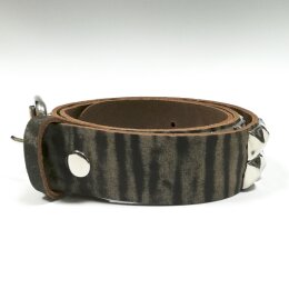 Nietengürtel - Gürtel mit silbernen Pyramidennieten - 2-Reihig - B018F - Echtleder - stress brown XL