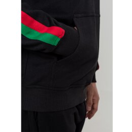 Urban Classics Men - TB2085 - Stripe Shoulder Hoody blk/firered/green XXL