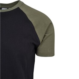 Urban Classics - TB639 Raglan Contrast T-Shirt - black/olive L