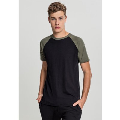 Urban Classics - TB639 Raglan Contrast T-Shirt - black/olive XL