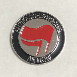 Antifaschistische Aktion - rot / rot auf Metall - Pin
