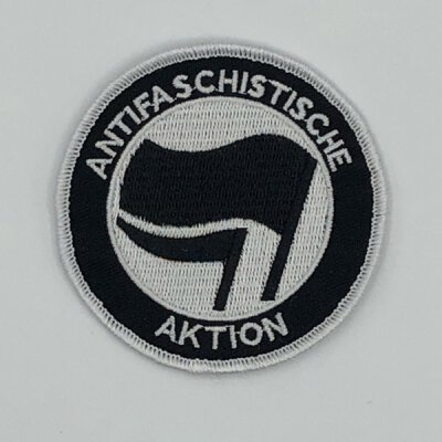Antifaschistische Aktion - schwarz / schwarz - gestickter Patch (Aufnäher)