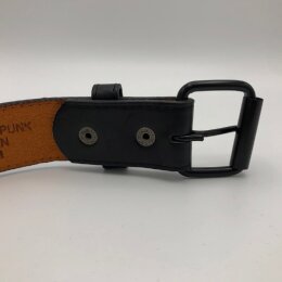 Nietengürtel - Gürtel mit schwarzen Pyramidennieten - 2-Reihig -  G0045f - veganes Leder - black XL