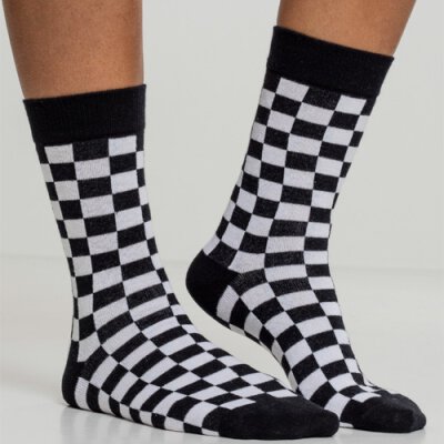Urban Classics - TB2162 - Checker Socks - 2 Pack - black/white 39-42