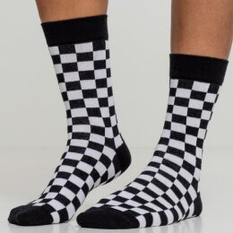 Urban Classics - TB2162 - Checker Socks - 2 Pack - black/white 39-42