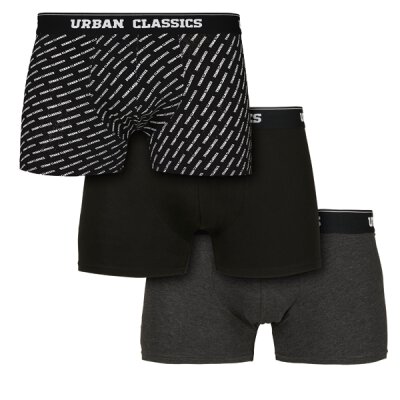 Urban Classics - TB3540 Boxer Shorts - 3-Pack - AOP/black/charcoal XXL