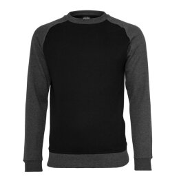 Urban Classics Men - TB546 - 2-tone Raglan Crewneck - blach / charcoal XL
