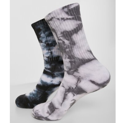 Urban Classics - TB3391 High Socks Tie Dye 2-Pack - black/grey 43-46