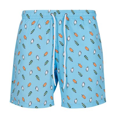 Urban Classics - TB2679 - Pattern Swim Short - lightblue ice M