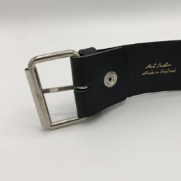 Nietengürtel - Gürtel mit silbernen Killernieten - 3-Reihig - B030 - Echtleder - black M