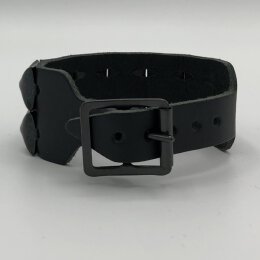 Armband mit schwarze Pyramidennieten - 2-Reihig - WB009A - Echtleder schwarz