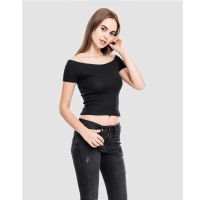 Urban Classics - TB1500 - Ladies Off Shoulder Rib Tee - black L