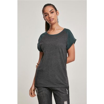 Urban Classics - TB1913 - Ladies Contrast Raglan Tee - charcoal / bottlegreen L