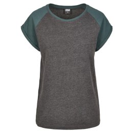 Urban Classics - TB1913 - Ladies Contrast Raglan Tee - charcoal / bottlegreen L