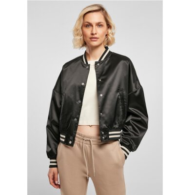 Urban Classics - TB5037 - Ladies Short Oversized Satin College Jacket - black