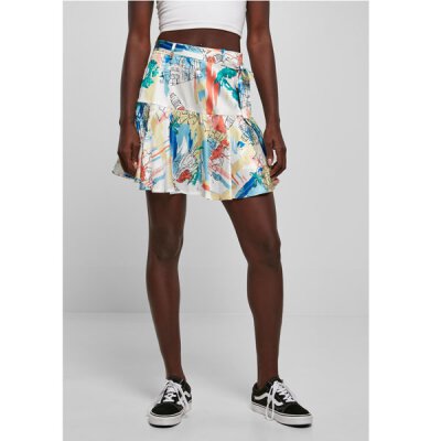 Urban Classics - TB5008 - Ladies AOP Satin Mini Skirt - softyellowvacation XS