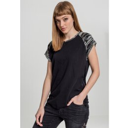 Urban Classics - TB1913 - Ladies Contrast Raglan Tee - black/darkcamo XS
