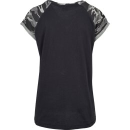 Urban Classics - TB1913 - Ladies Contrast Raglan Tee - black/darkcamo XS