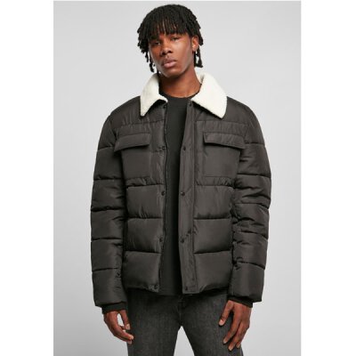 Urban Classics - TB5536 Sherpa Collar Padded Shirt Jacket - black XXL