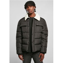 Urban Classics - TB5536 Sherpa Collar Padded Shirt Jacket - black XXL
