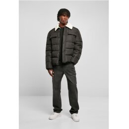 Urban Classics - TB5536 Sherpa Collar Padded Shirt Jacket - black XXL