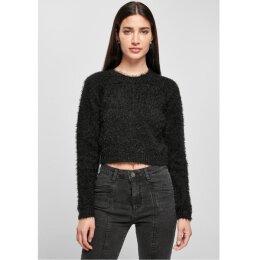 Urban Classics - TB4742 - Ladies Cropped Feather Sweater - black