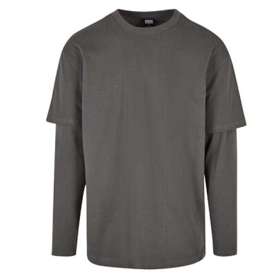 Urban Classics - TB2887 Oversized Shaped Double Layer LS Tee - dark shadow / dark shadow S