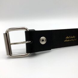 Nietengürtel - Gürtel mit silbernen Spitznieten - 3-Reihig - B010 - Echtleder - black M