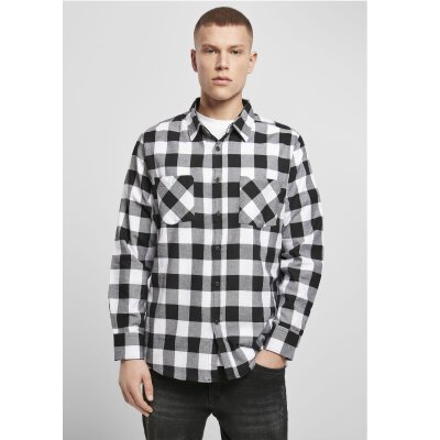 Build Your Brand - Checked Flanell Shirt (BY031) - black/white XXL