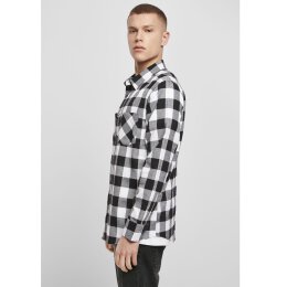 Build Your Brand - Checked Flanell Shirt (BY031) - black/white XXL