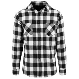 Build Your Brand - Checked Flanell Shirt (BY031) - black/white XXL