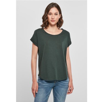 Build Your Brand - Ladies Long Slub Tee  (BY036) - bottle green M