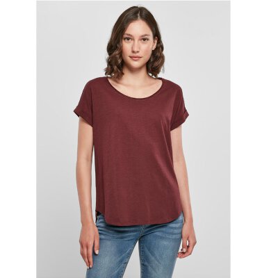 Build Your Brand - Ladies Long Slub Tee  (BY036) - cherry M